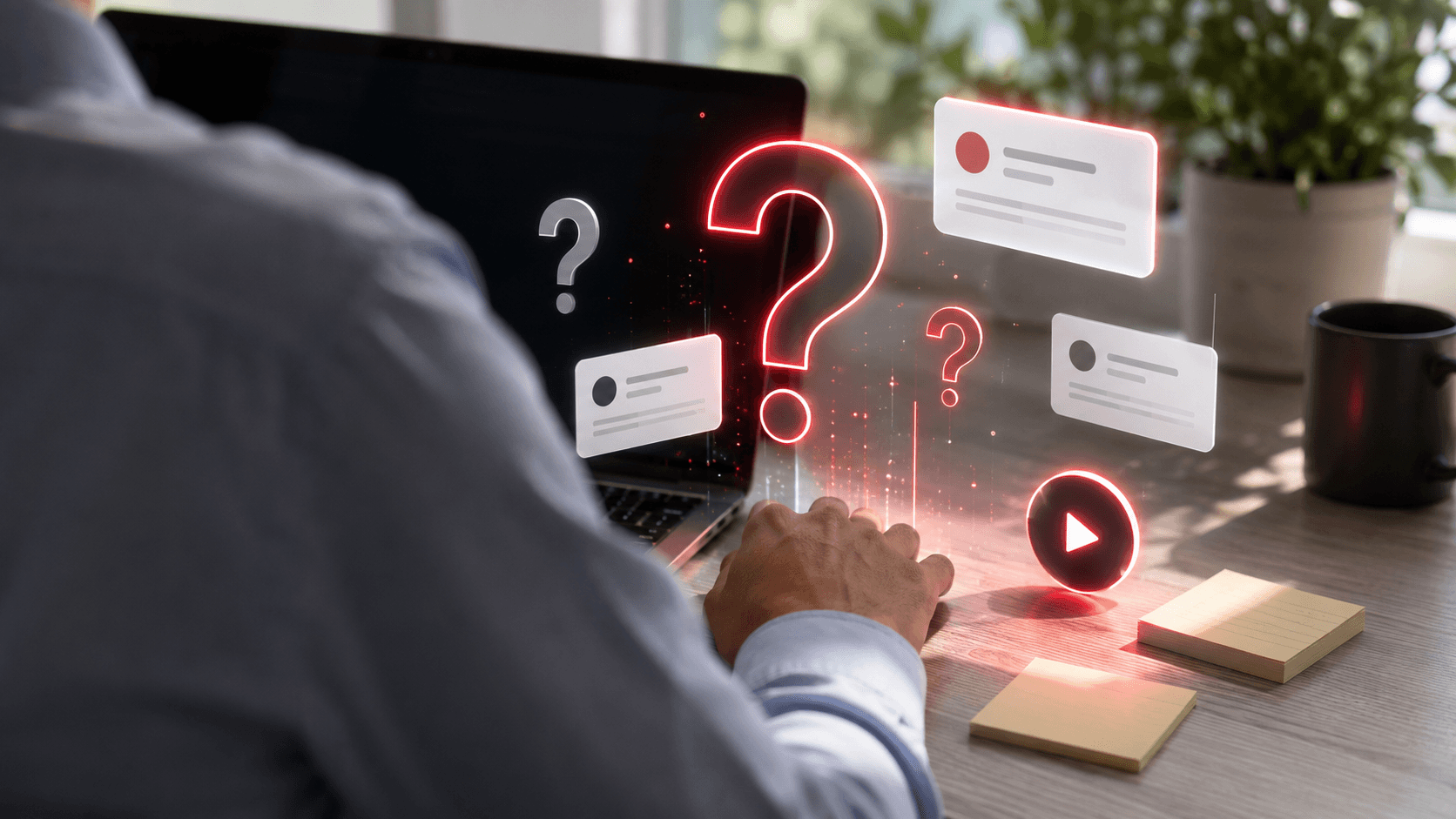 laptop question marks financial video faqs by keystone media videos for asset and financial services