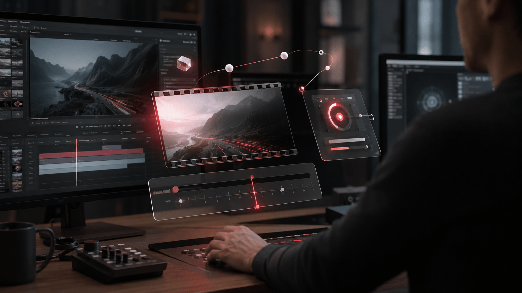 video editor grading desk multi format content by keystone media videos for asset and financial services